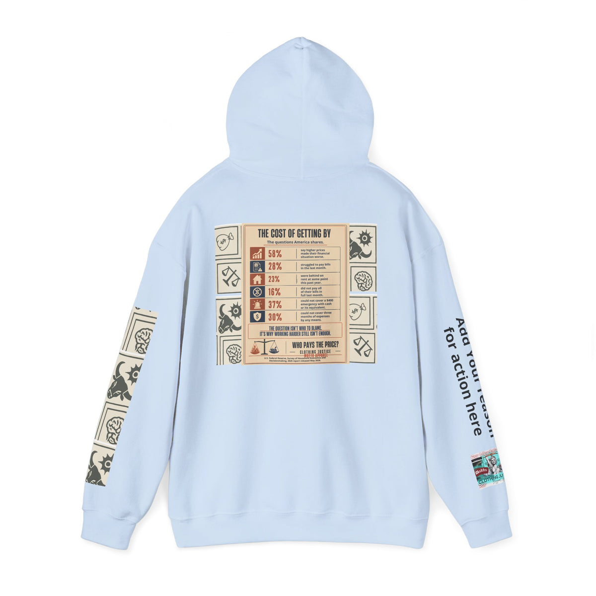 Customizable “Who Will Pay the Price?” Activist Graphic Hoodie