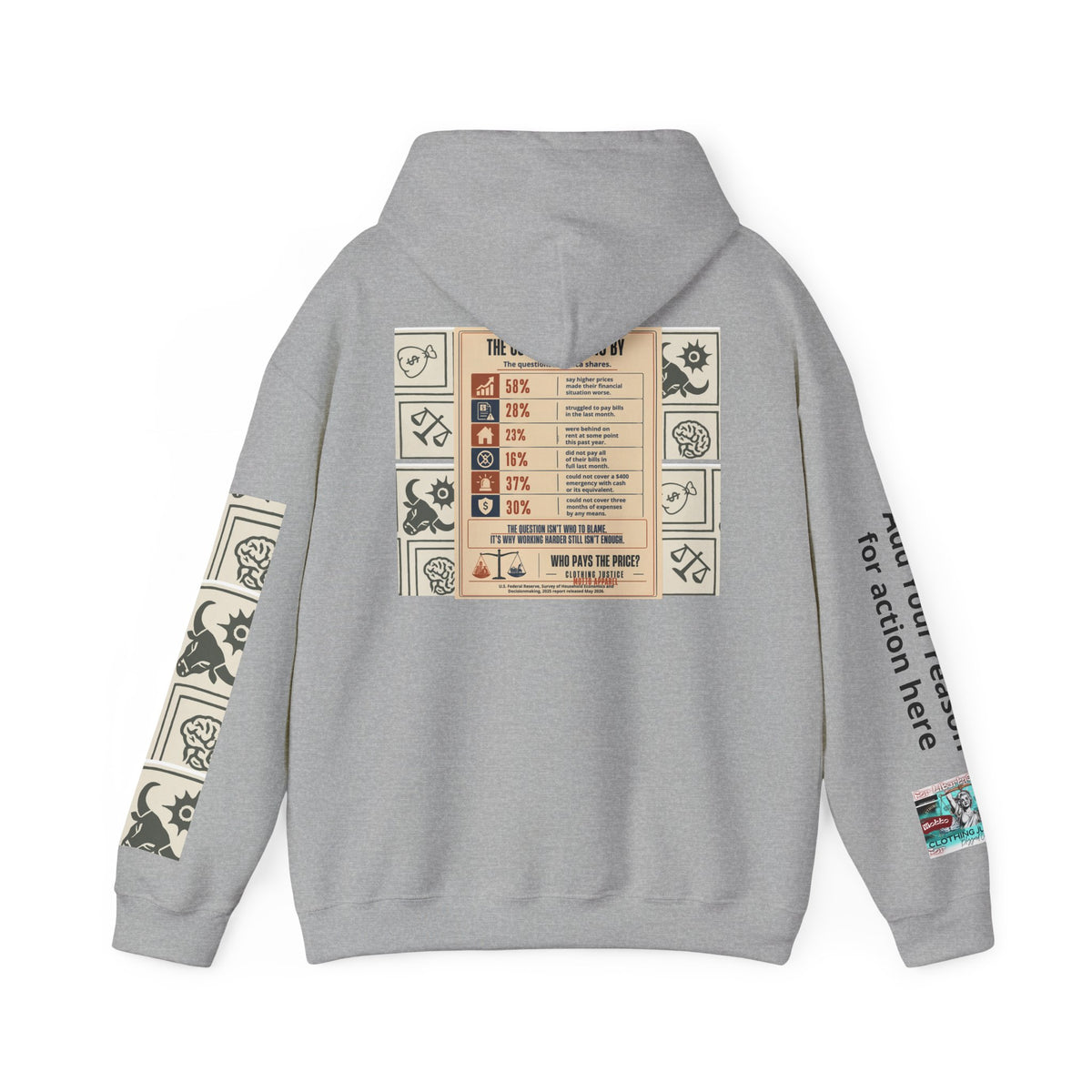 Customizable “Who Will Pay the Price?” Activist Graphic Hoodie