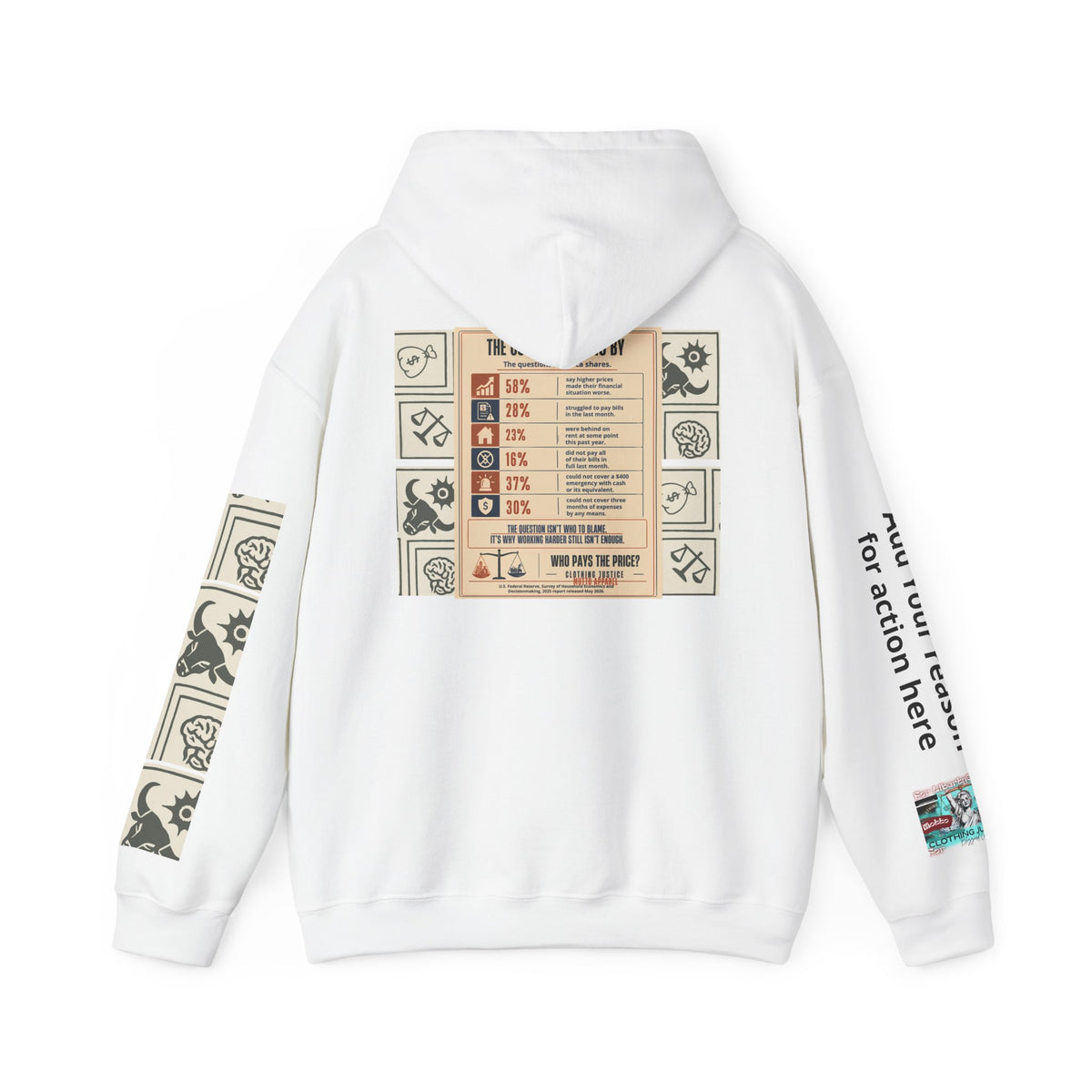 Customizable “Who Will Pay the Price?” Activist Graphic Hoodie