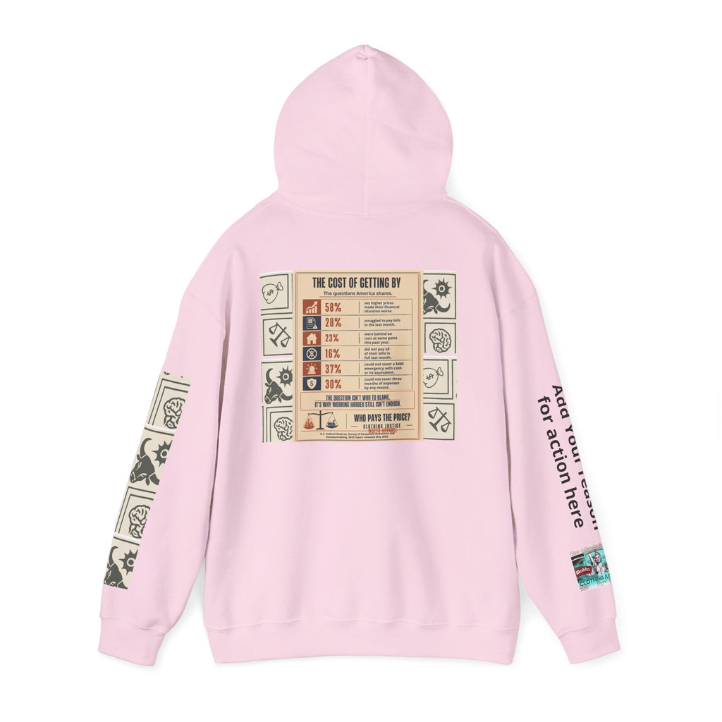 Customizable “Who Will Pay the Price?” Activist Graphic Hoodie