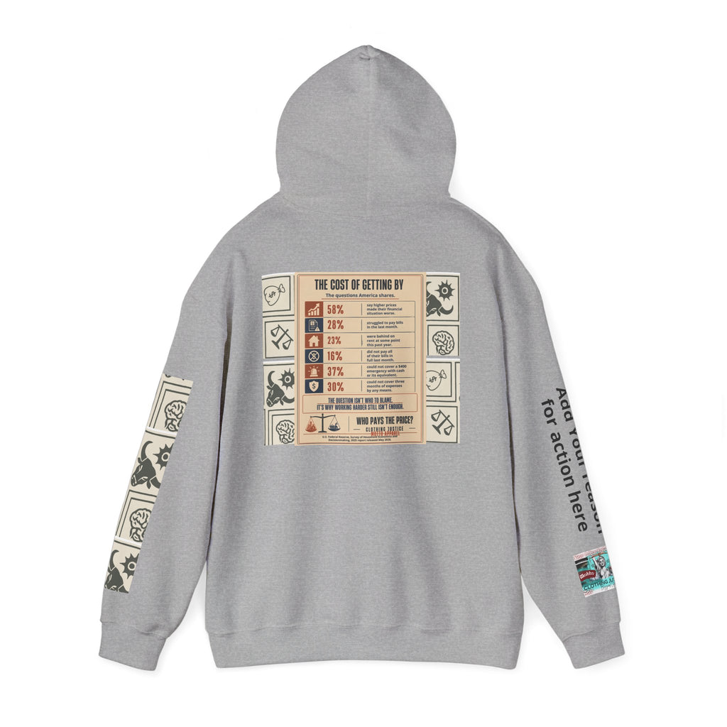 Customizable “Who Will Pay the Price?” Activist Graphic Hoodie