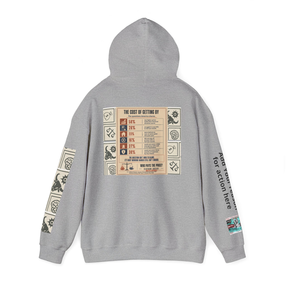 Customizable “Who Will Pay the Price?” Activist Graphic Hoodie