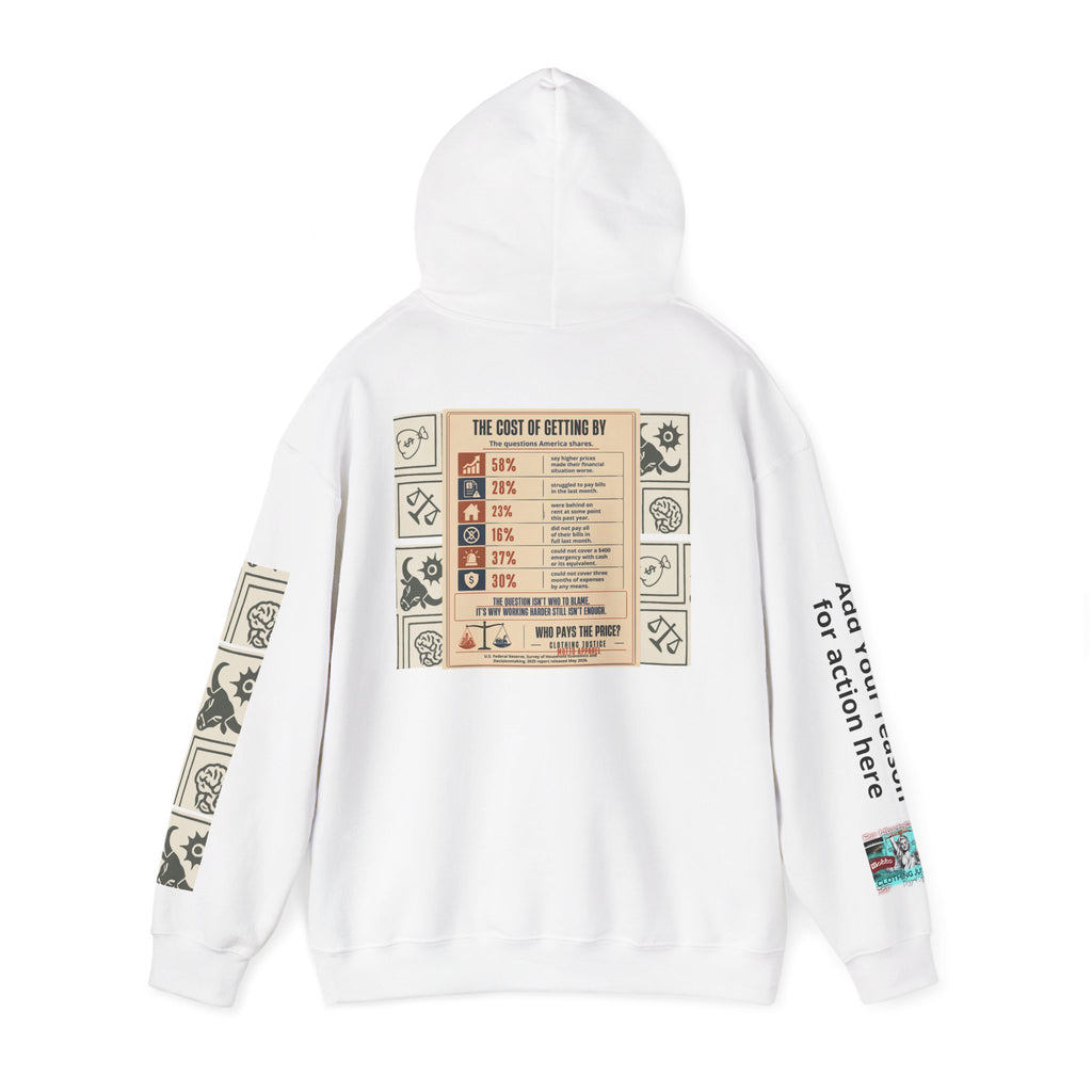 Customizable “Who Will Pay the Price?” Activist Graphic Hoodie
