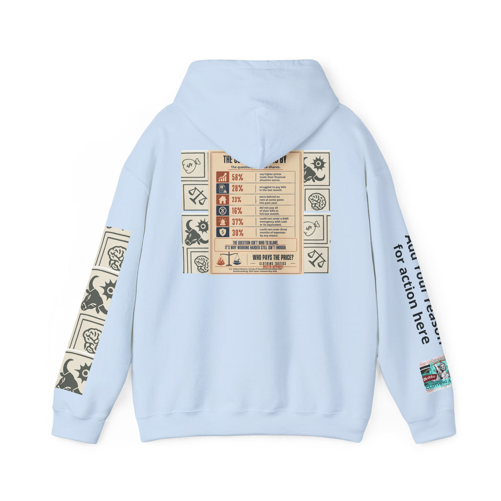 Customizable “Who Will Pay the Price?” Activist Graphic Hoodie